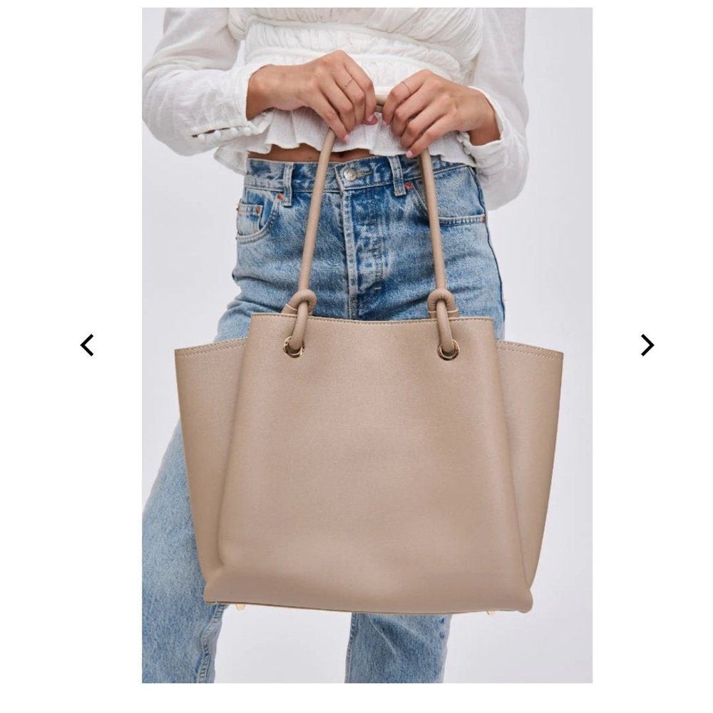 Brielle Tan Structured Tote Bag